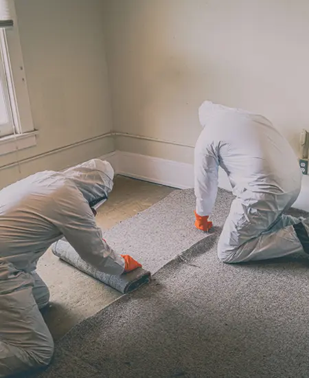 Hazmat team cleaning a crime scene